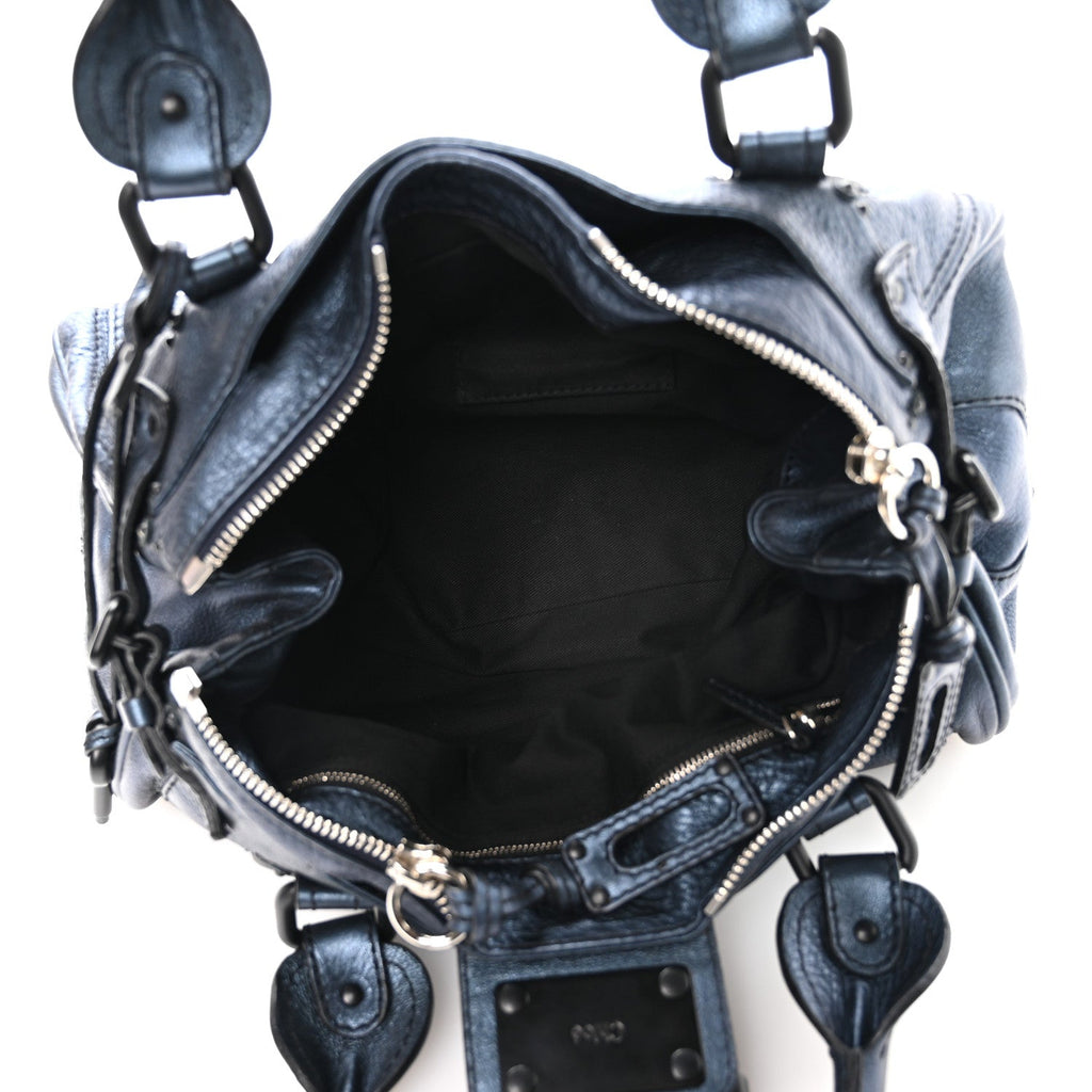 Metallic Calfskin Medium Paddington Satchel Blue