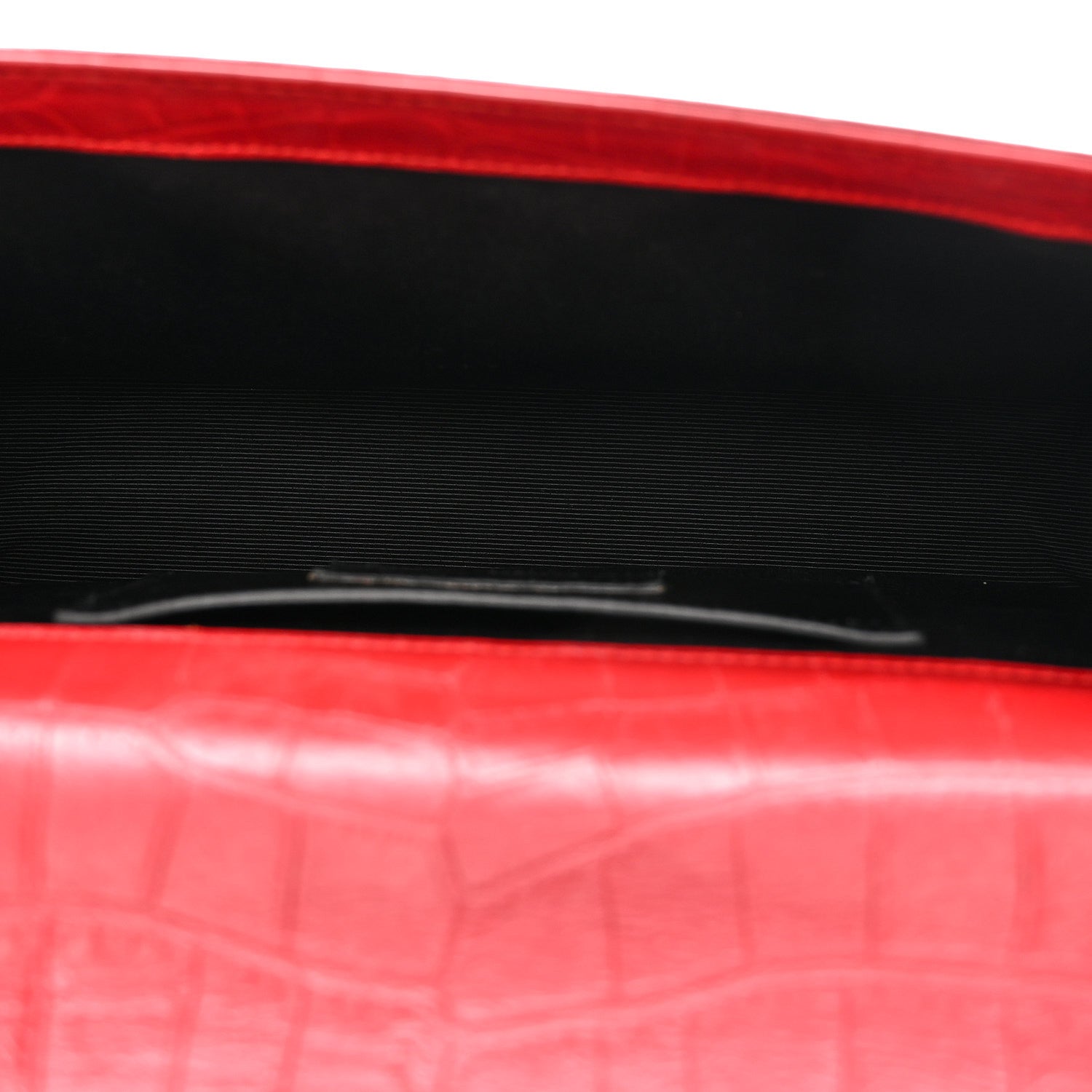 Calfskin Crocodile Embossed Medium Classic Monogram Kate Tassel Satchel New Red