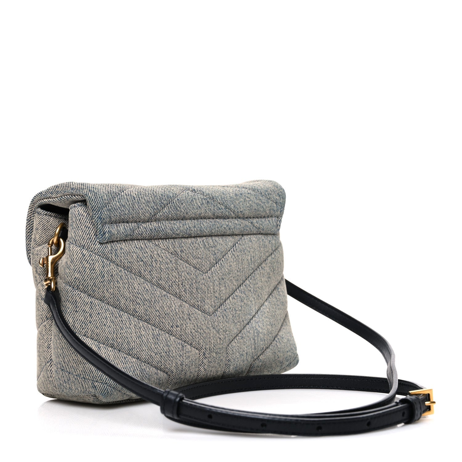 Denim Y Quilted Monogram Toy Loulou Crossbody Bag Grey