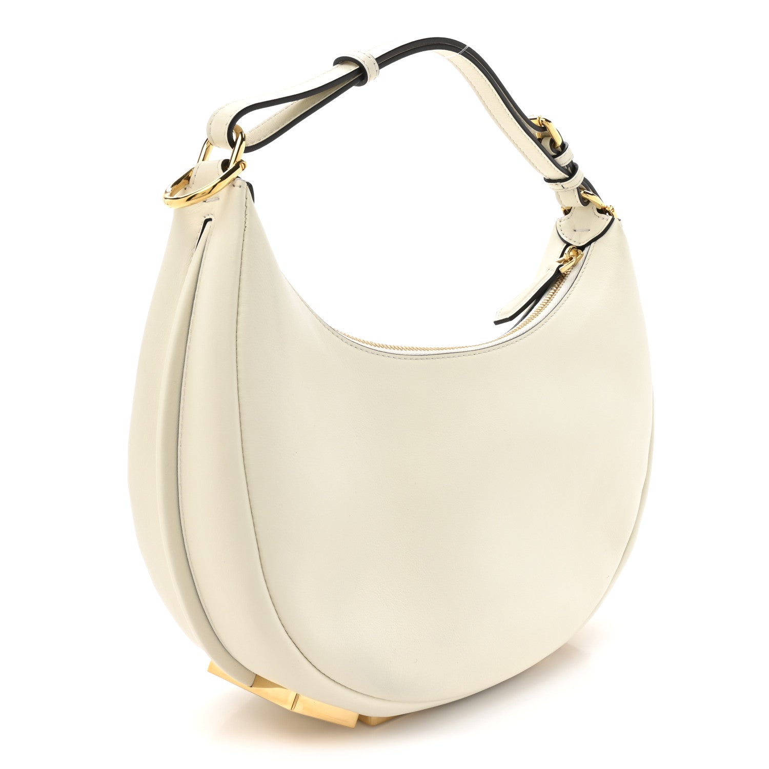 Vitello Grace Matte Small Fendigraphy Hobo Bag White Ice