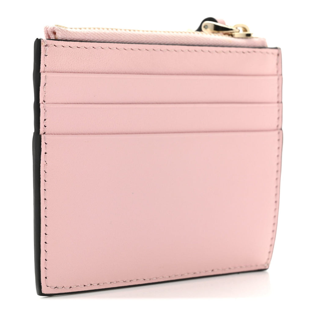 Vitello Rockstud  Holder With Zipper Light Pink