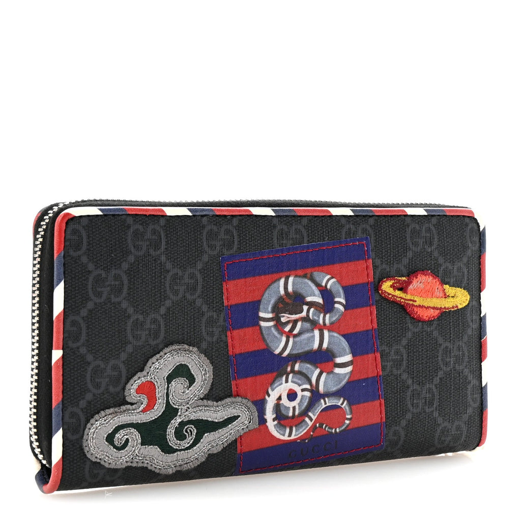 GG Supreme Monogram Night Courrier Embroidered Zip Around Wallet