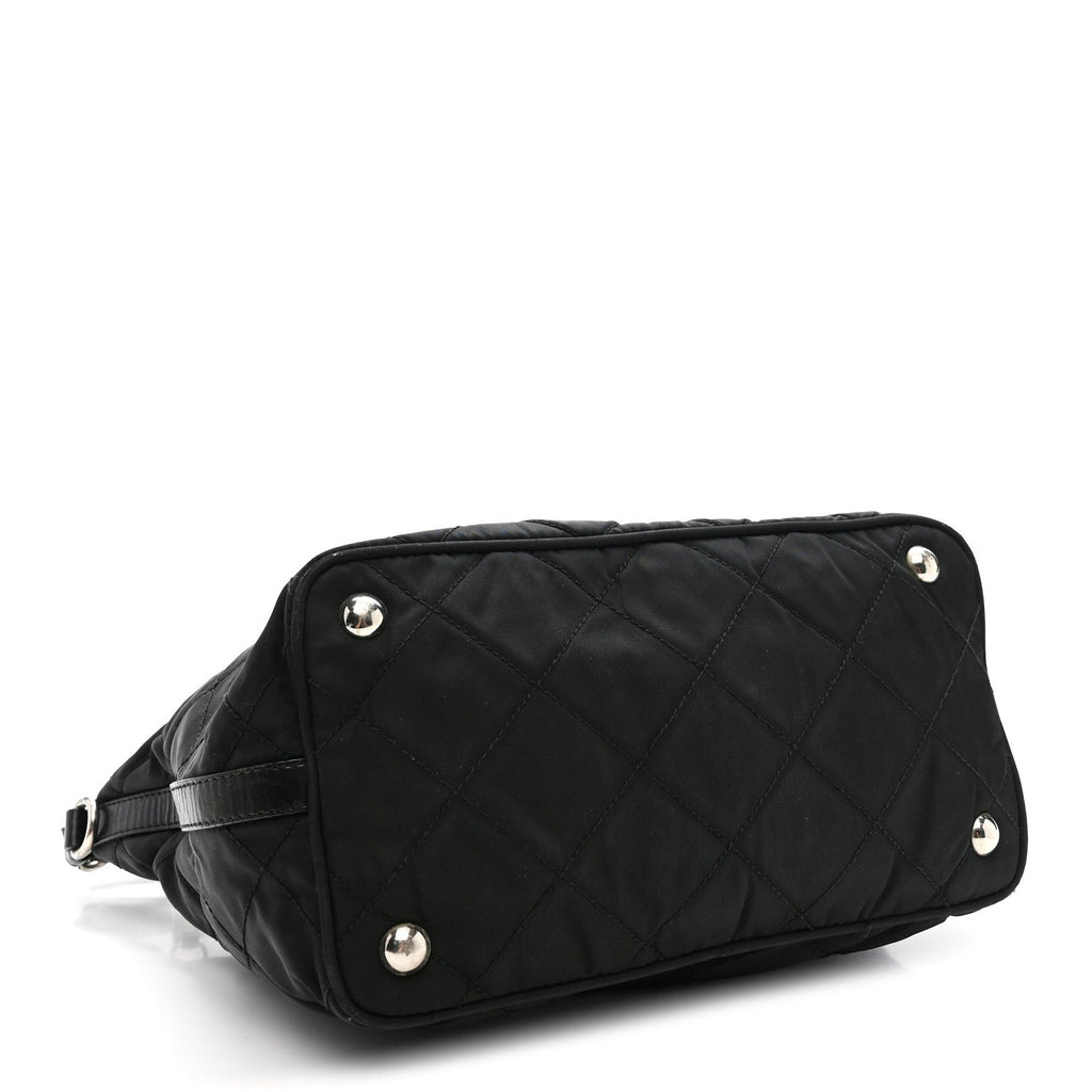 Tessuto Nylon Quilted Shoulder Bag Black