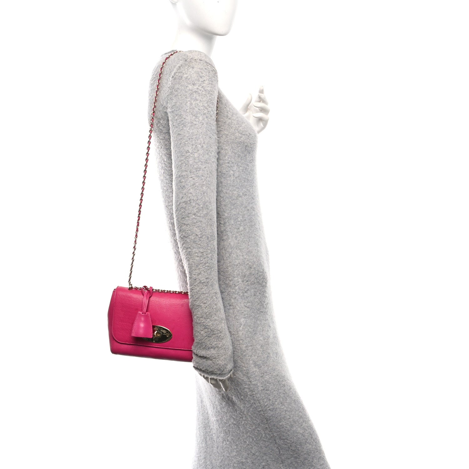 Small Classic Grain Calfskin Small Lily Flap Pink