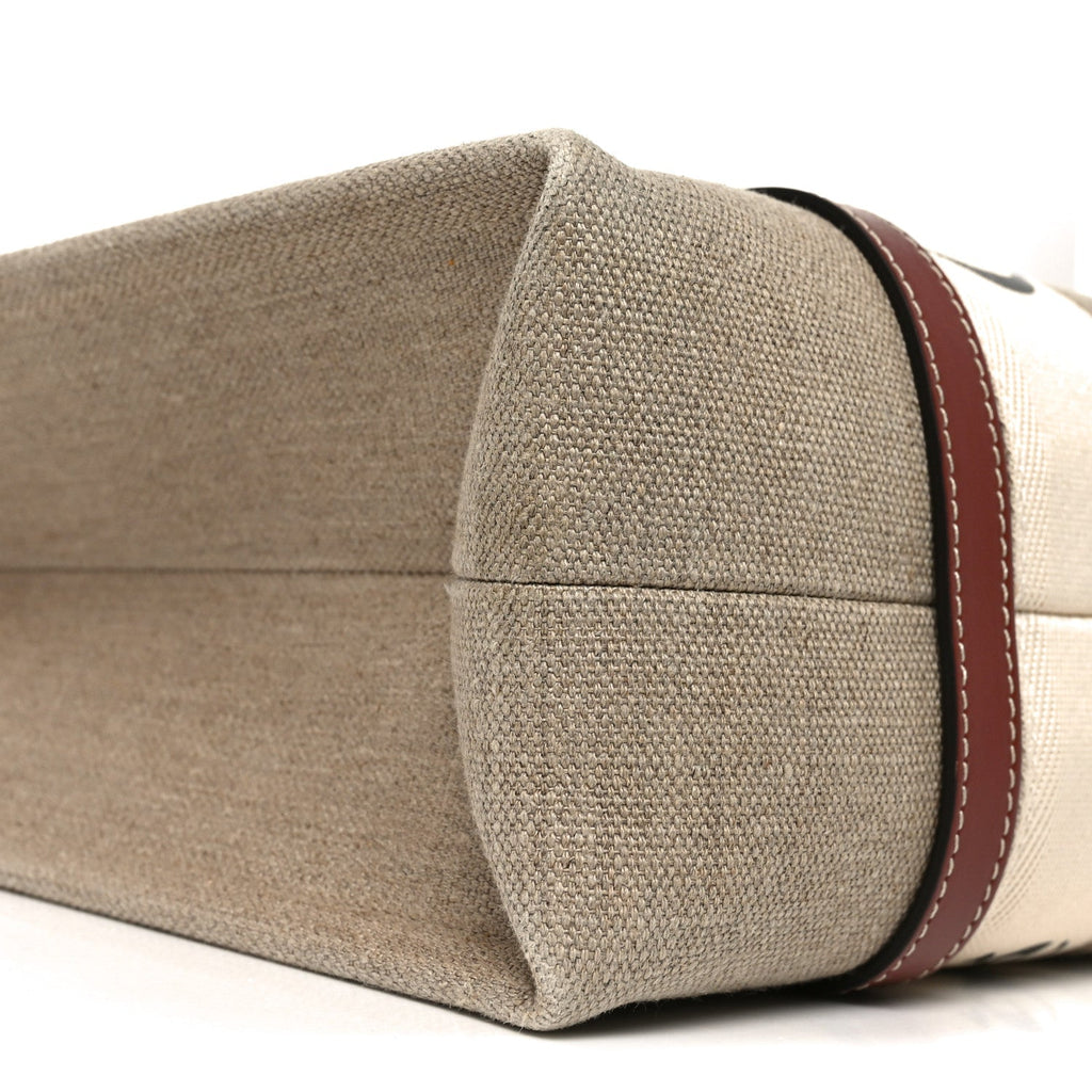 Cotton Calfskin Medium Woody Ribbon Tote White Brown