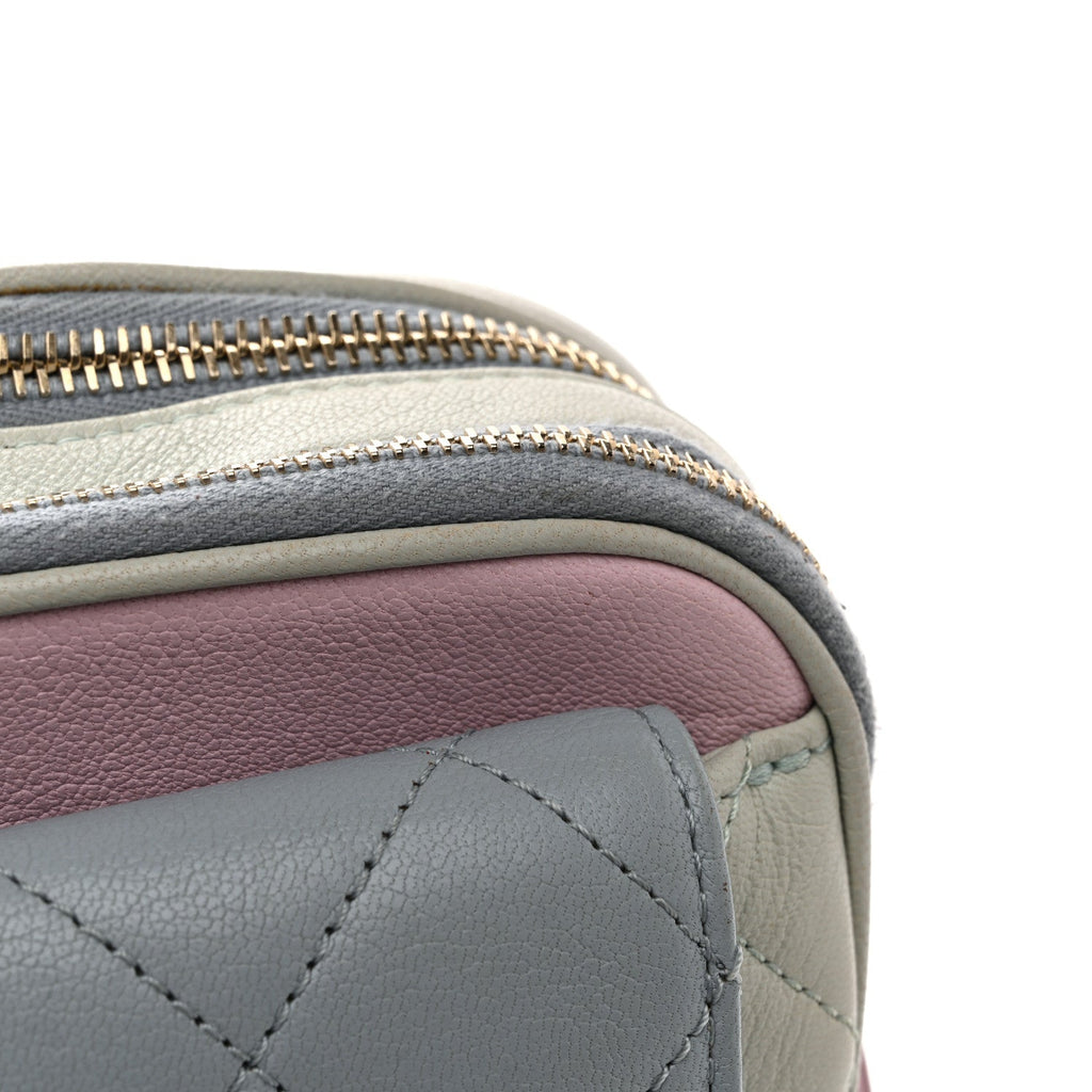 Goatskin Quilted Waist Bag Green Blue Pink