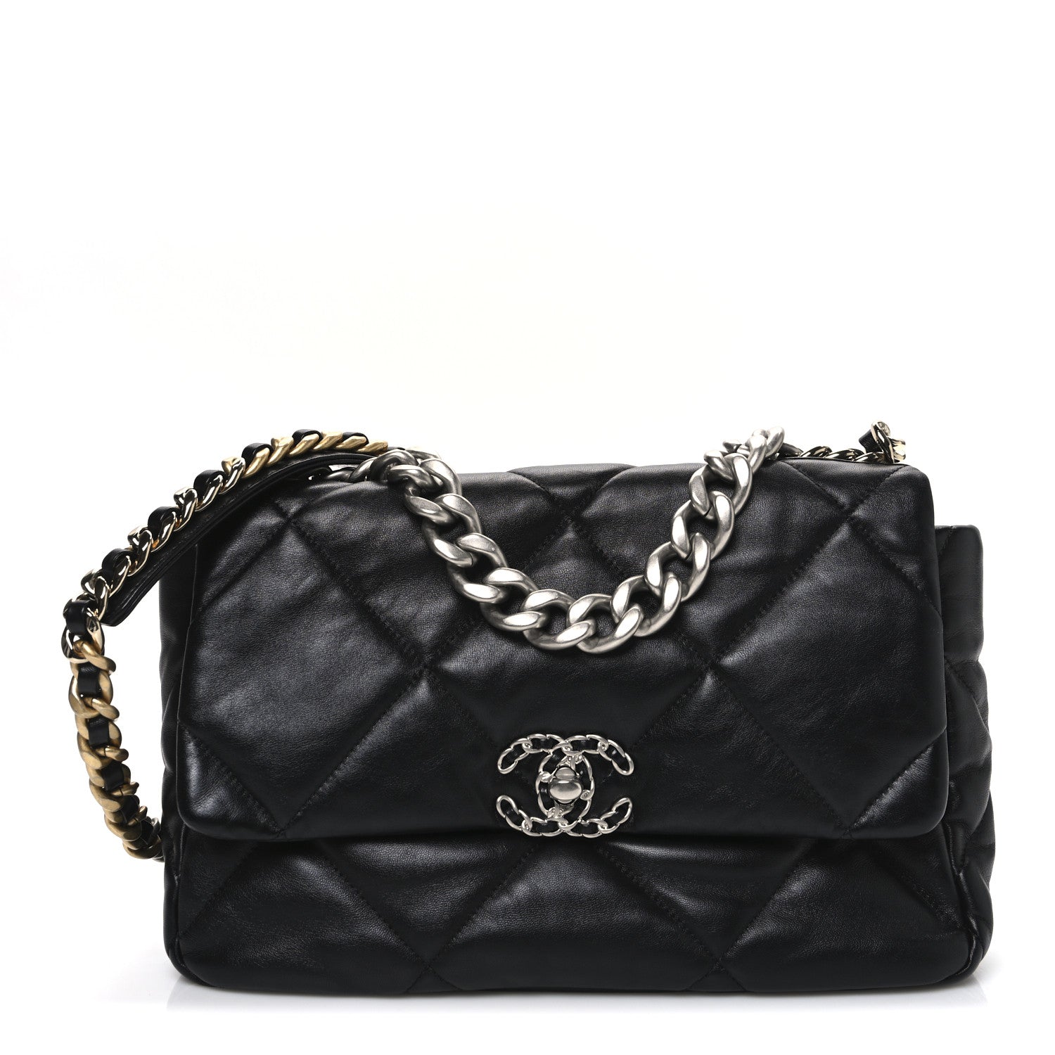 Lambskin Quilted Large Chanel 19 Flap Black