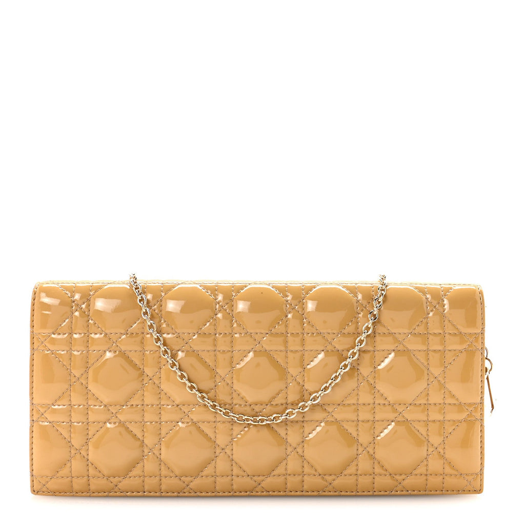 Patent Cannage Lady Dior Convertible Clutch Beige