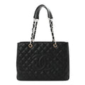 Caviar Quilted Grand Shopping Tote GST Black