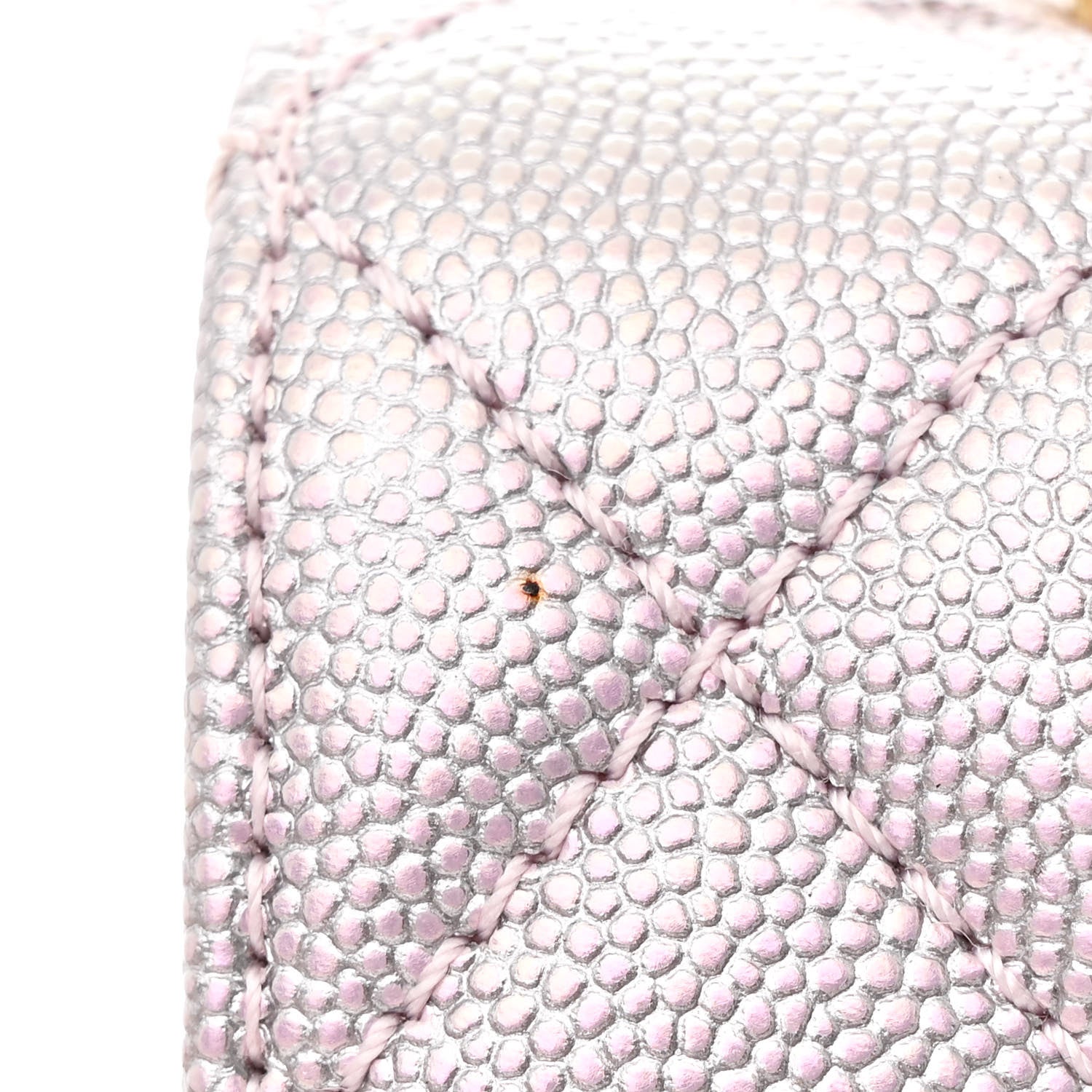 Metallic Caviar Quilted Extra Mini Coco Handle Flap Light Pink