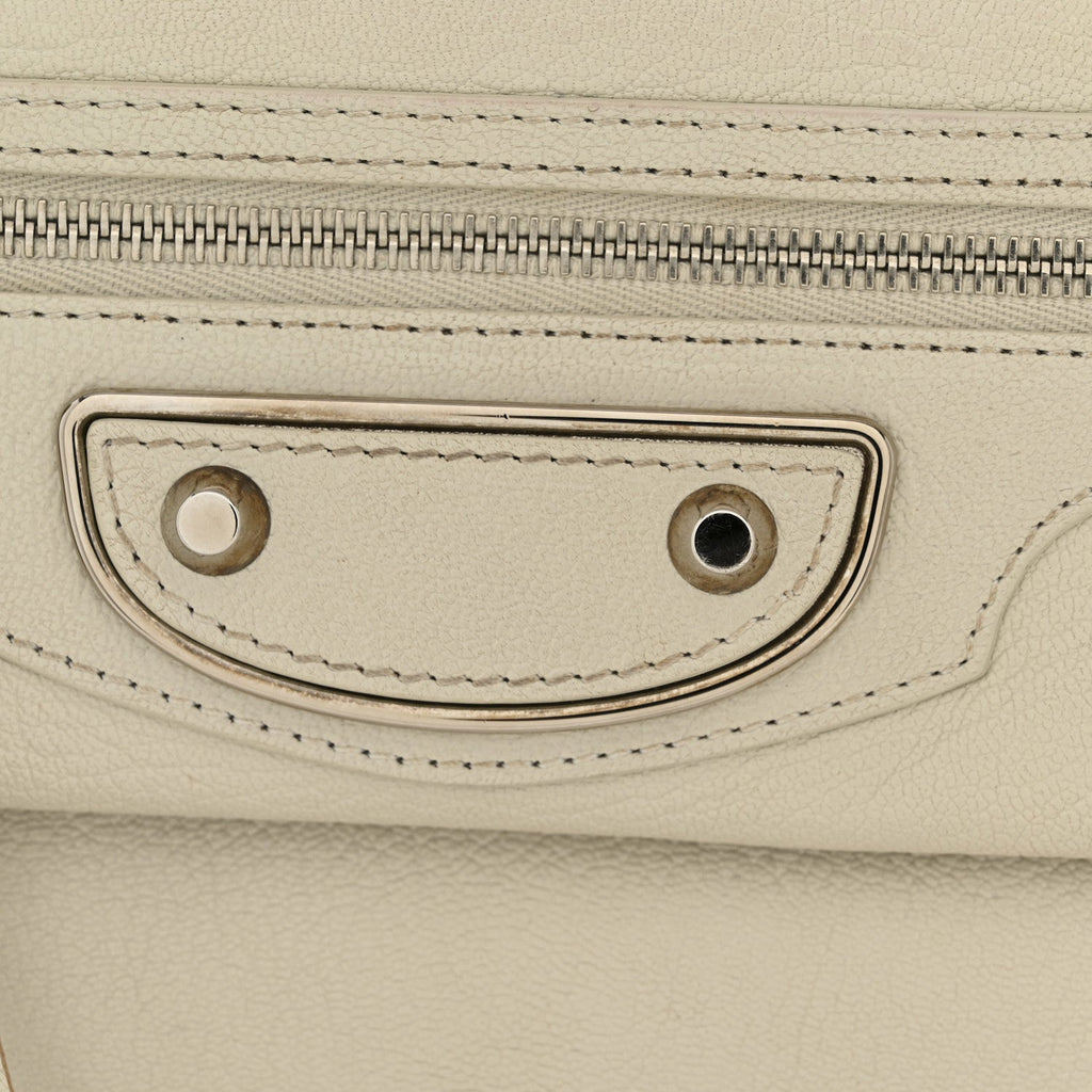 Chevre Silver Metallic Edge Hardware Envelope Clutch Gris Glace