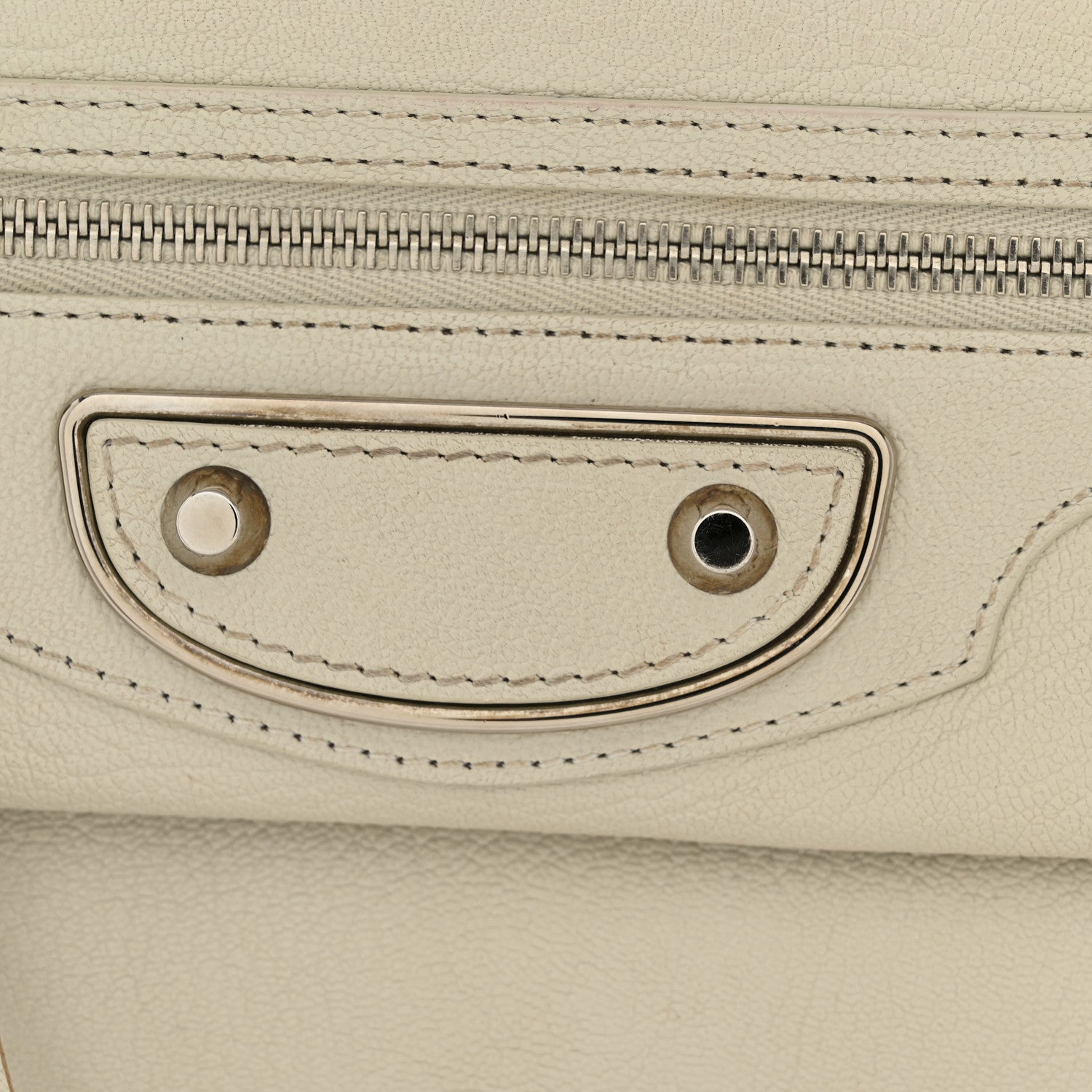 Chevre Silver Metallic Edge Hardware Envelope Clutch Gris Glace