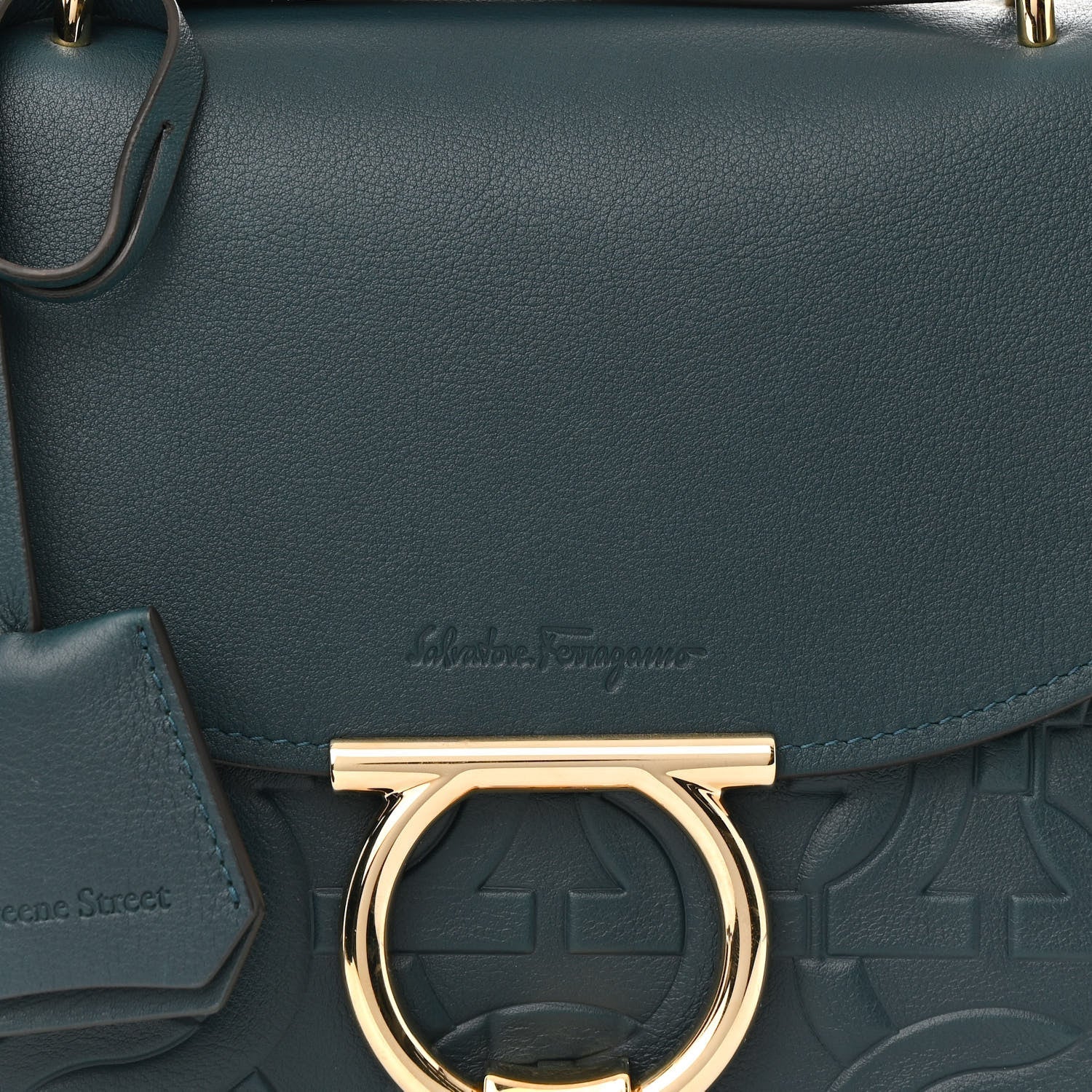 Calfskin Embossed Small Margot Top Handle Divisa Green