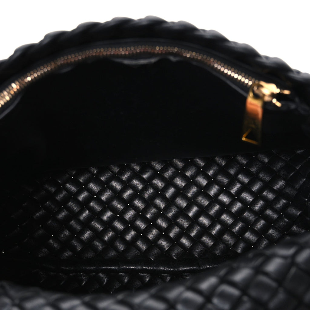 Nappa Intrecciato Small Cobble Shoulder Bag Black