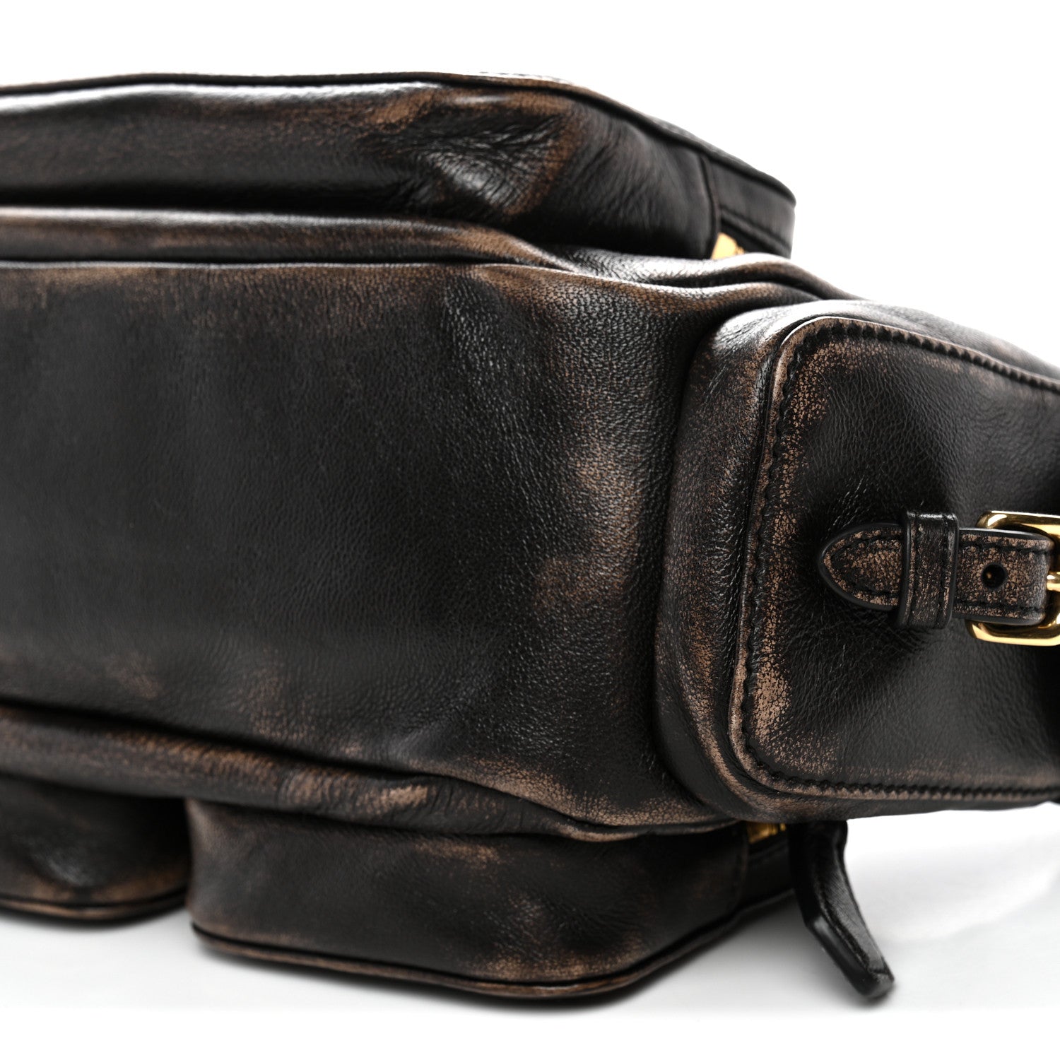Distressed Nappa Pocket Bag Sand Coffee