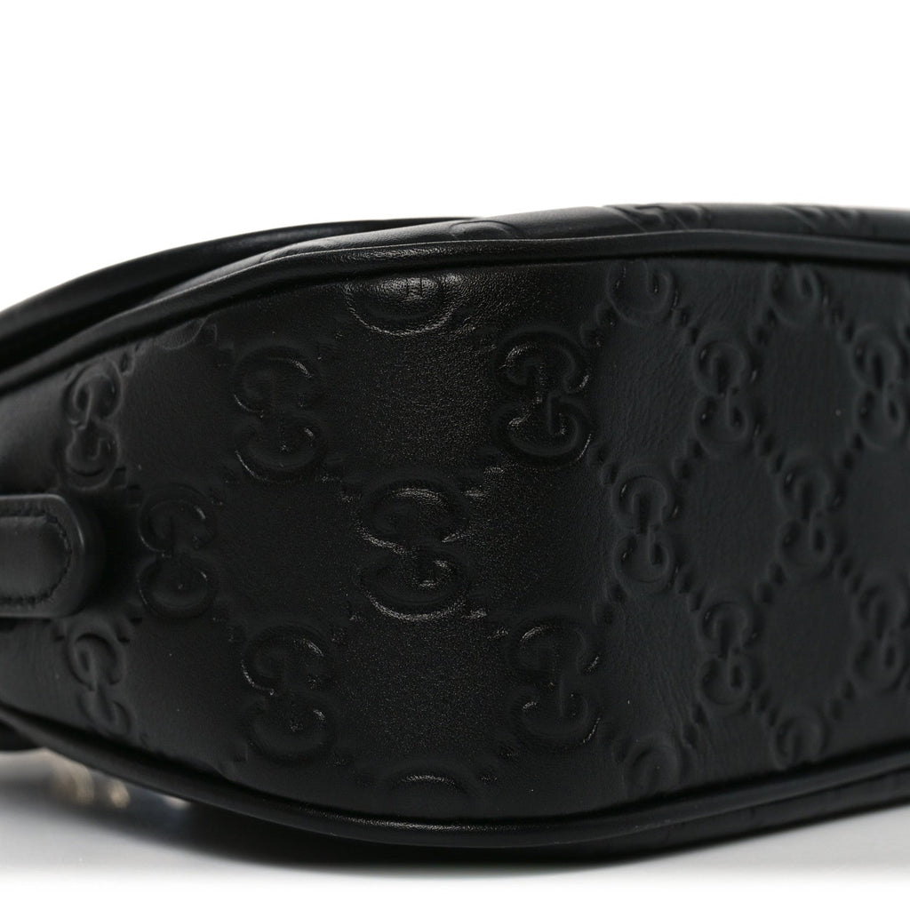 GG Calfskin Embossed Emblem Arabella Bag Black