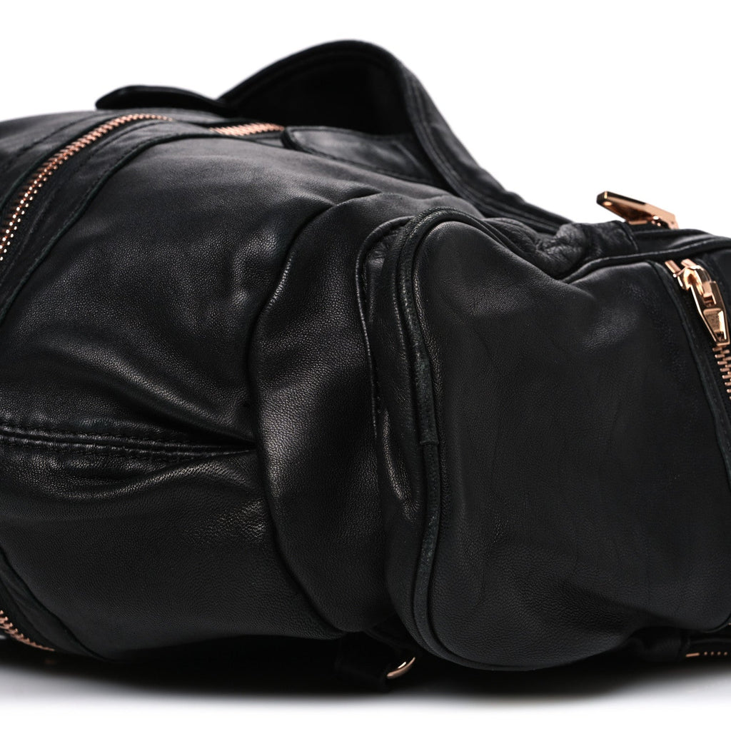 Lambskin Marti Backpack Bag Washed Black Rose Gold Hardware