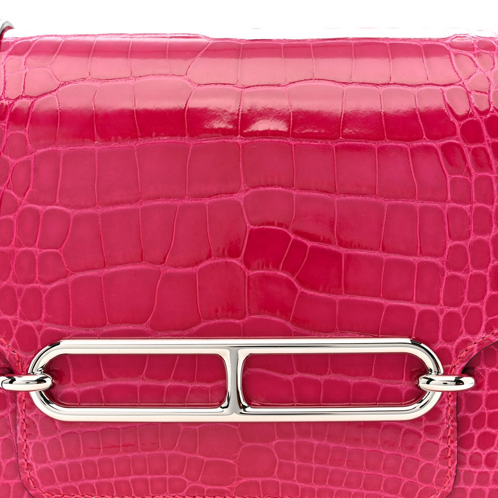 Shiny Alligator Mini Sac Roulis Rose Mexico