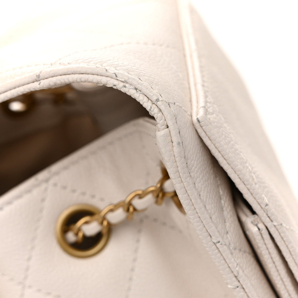Caviar Quilted Small Chanel 25 Handbag White