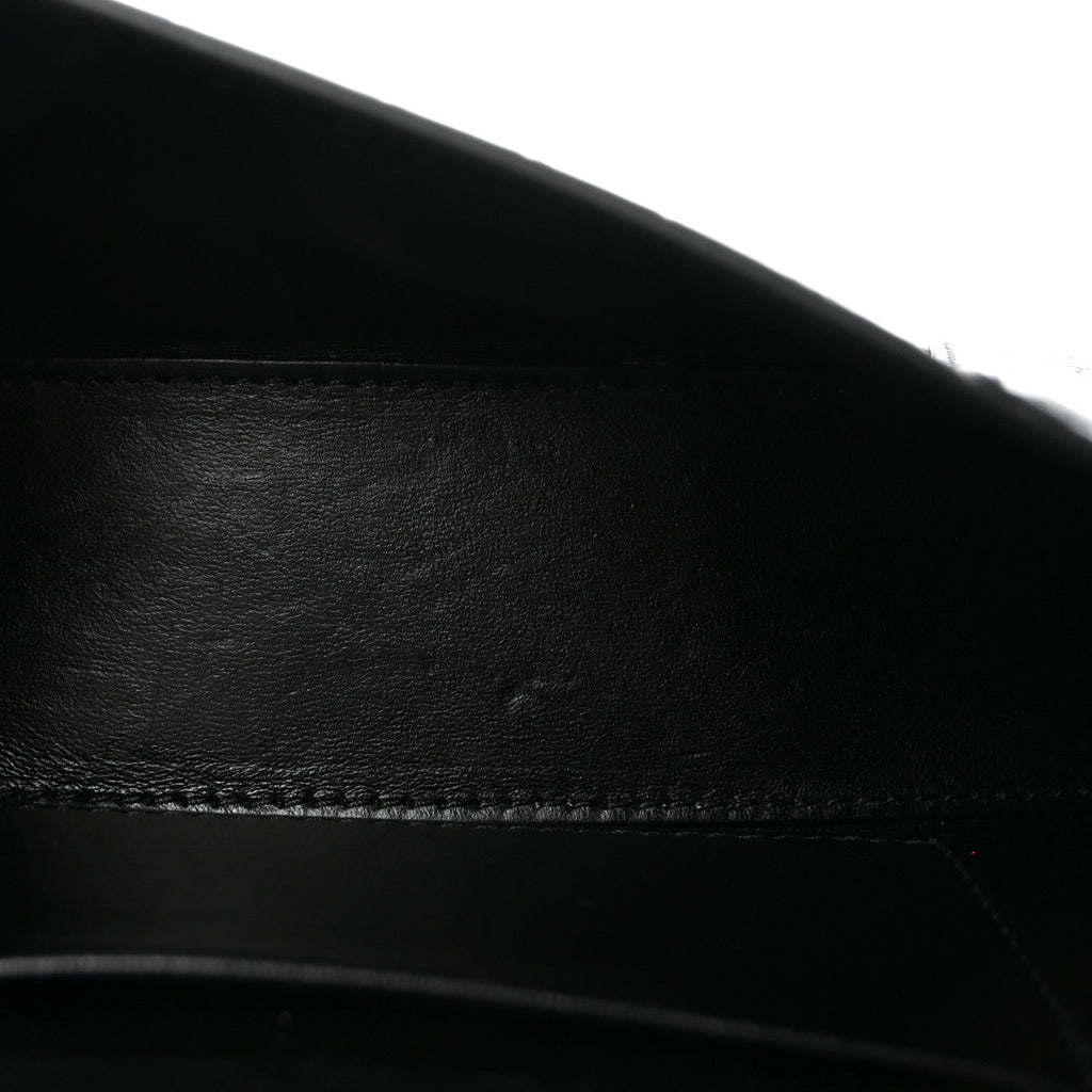 Shiny Calfskin Monochrome Crocodile Embossed Small Hourglass Evening Chain Bag Black
