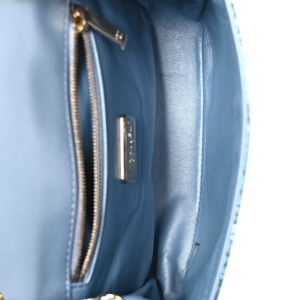 Metallic Snakeskin CC Flap Bag Blue