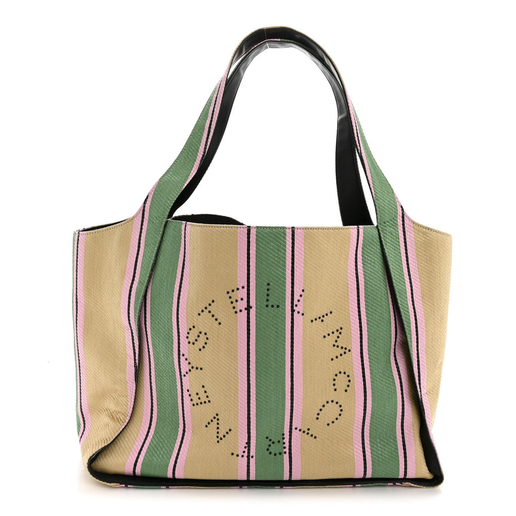 Raffia Striped Logo Tote Multicolor