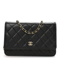 Caviar Quilted Wallet on Chain WOC Black