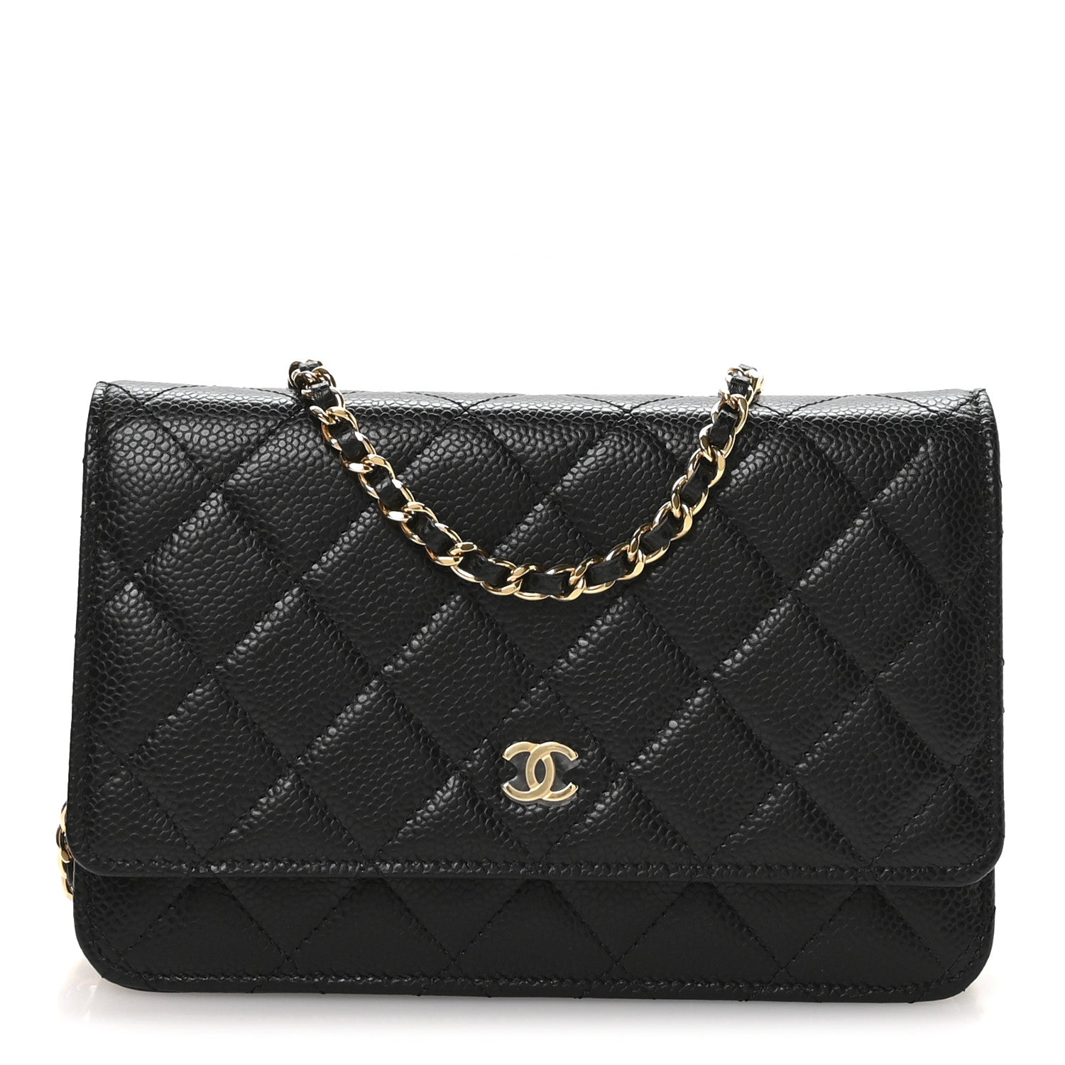 Caviar Quilted Wallet on Chain WOC Black