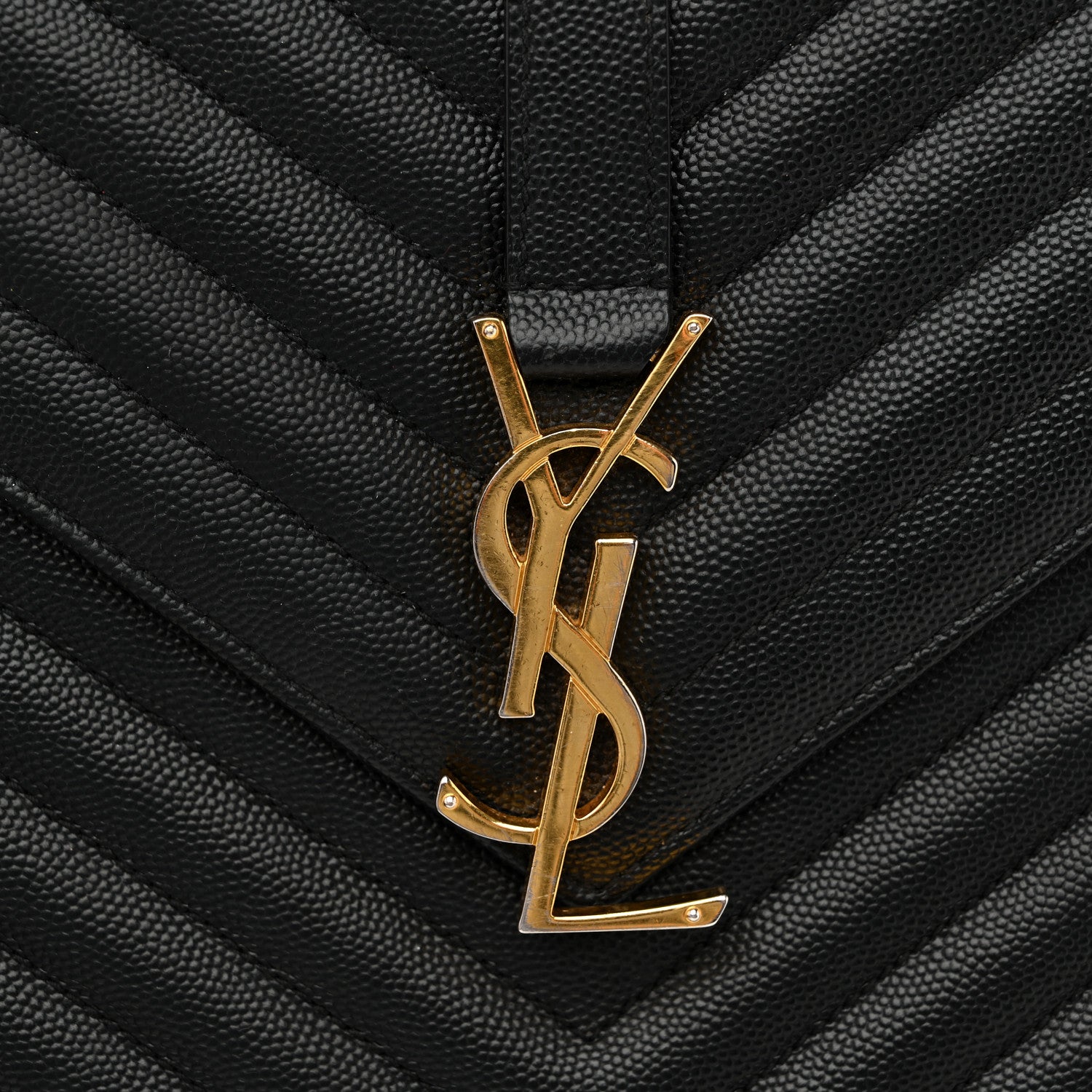 Grain De Poudre Matelasse Chevron Large Monogram Satchel Black