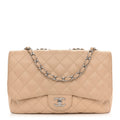 Caviar Quilted Jumbo Single Flap Beige Clair