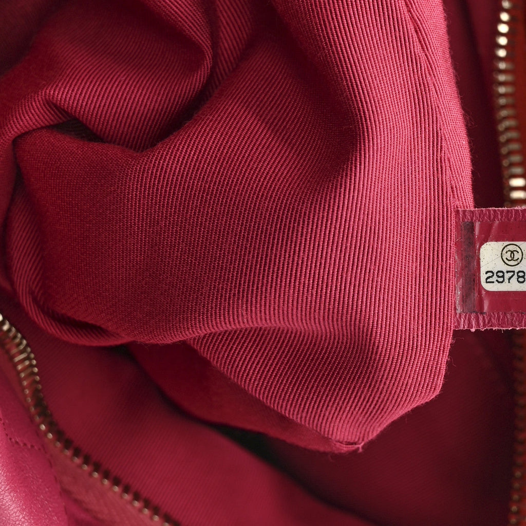 Calfskin Quilted Coco Shelter Bowling Bag Dark Pink Red