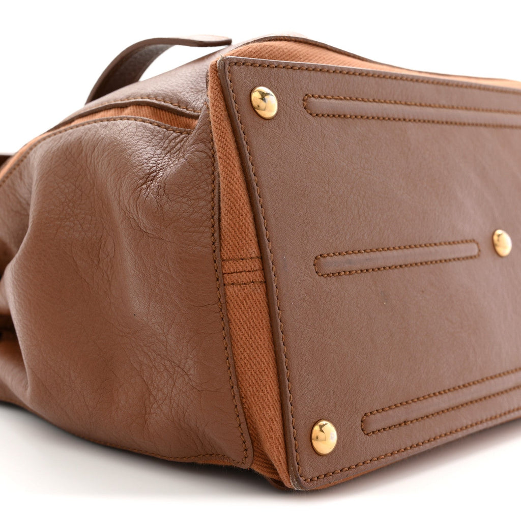 Calfskin Canvas Medium Muse Two Brown