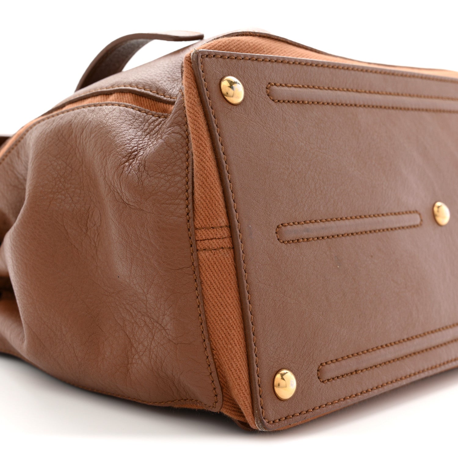 Calfskin Canvas Medium Muse Two Brown