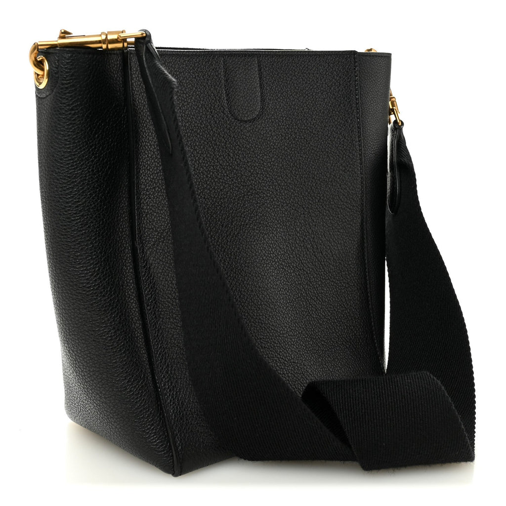 Soft Grained Calfskin Small Sangle Bucket Bag Black