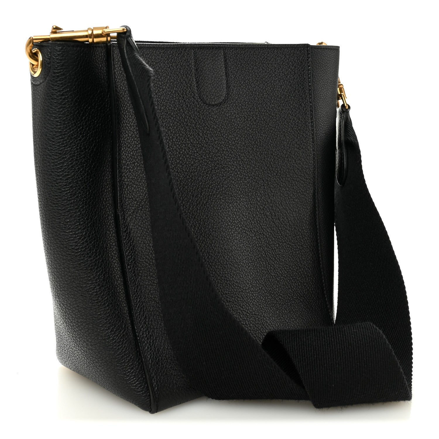 Soft Grained Calfskin Small Sangle Bucket Bag Black