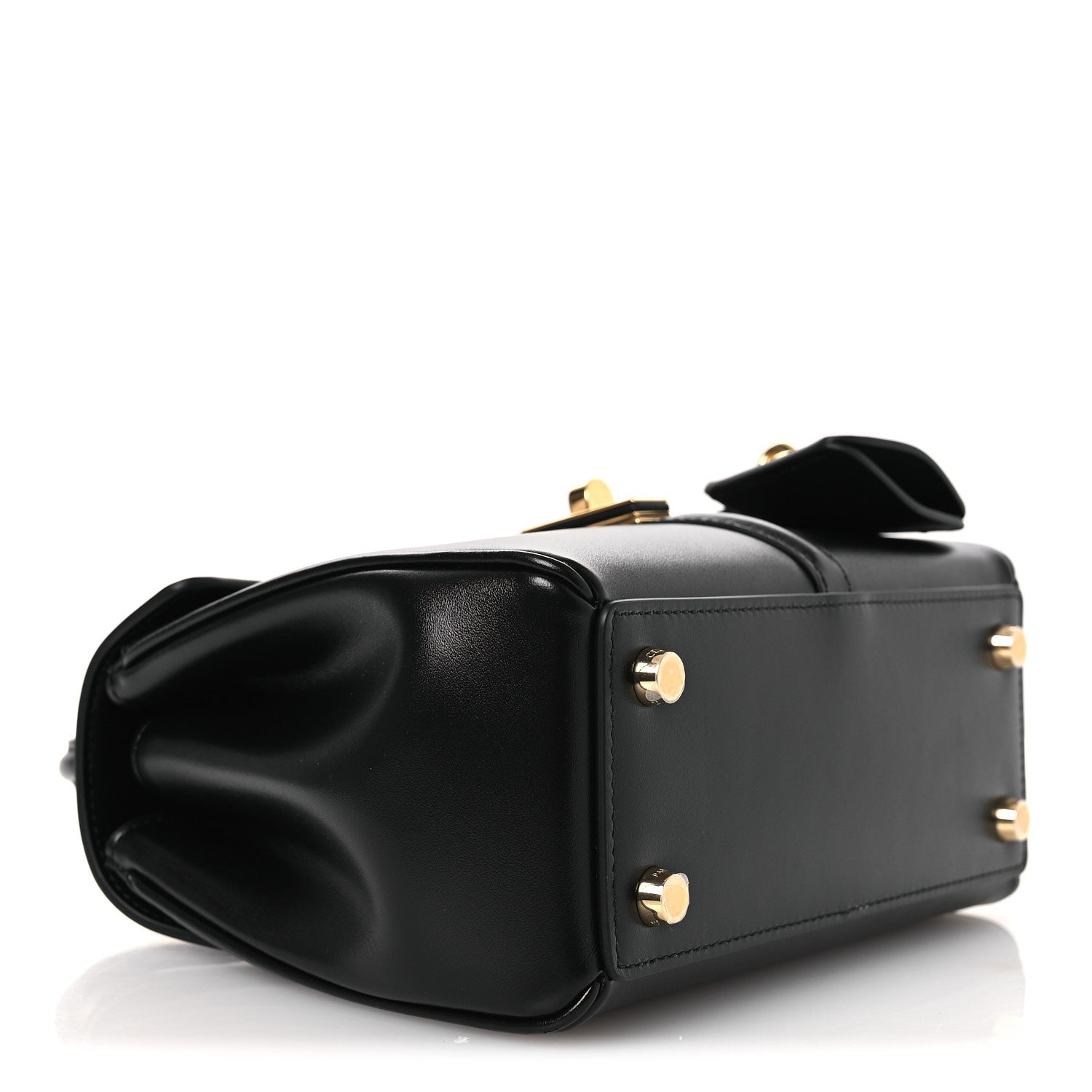 Satinated Calfskin Mini 16 Top Handle Bag Black
