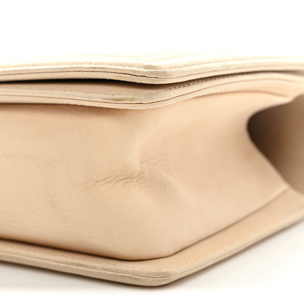 Nubuck Quilted Medium Boy Flap Beige