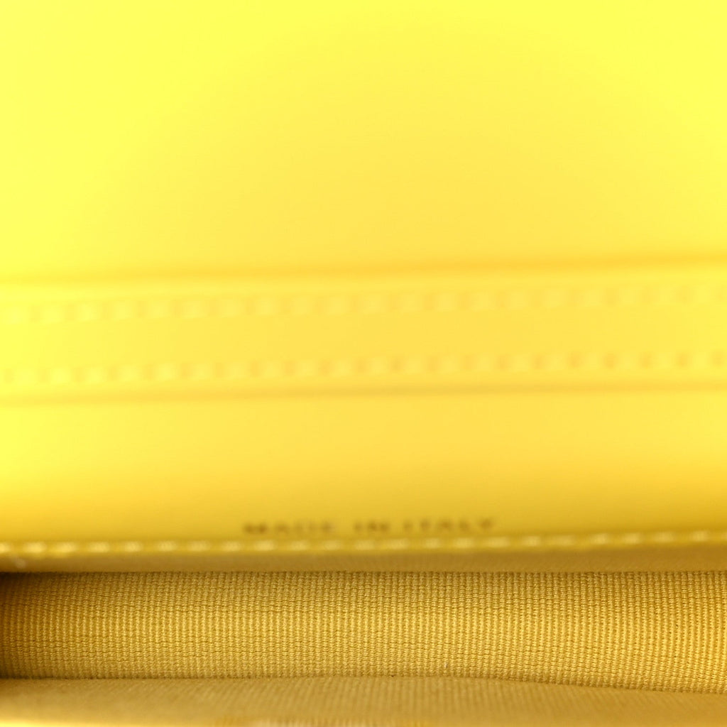Lambskin Quilted Enamel Logo Flap  Holder On Chain Yellow