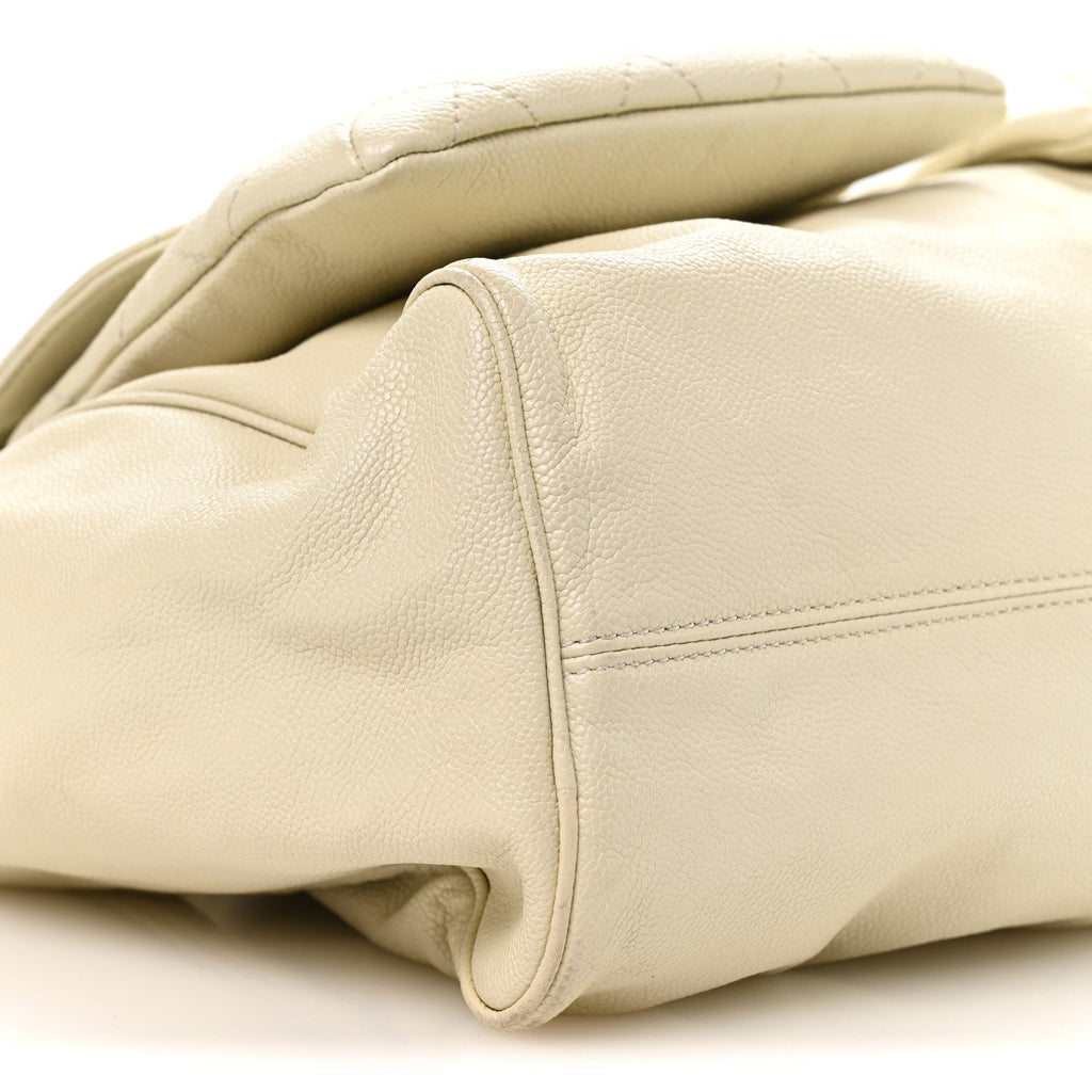 Glazed Caviar Reissue Double Pocket In the City Tote White