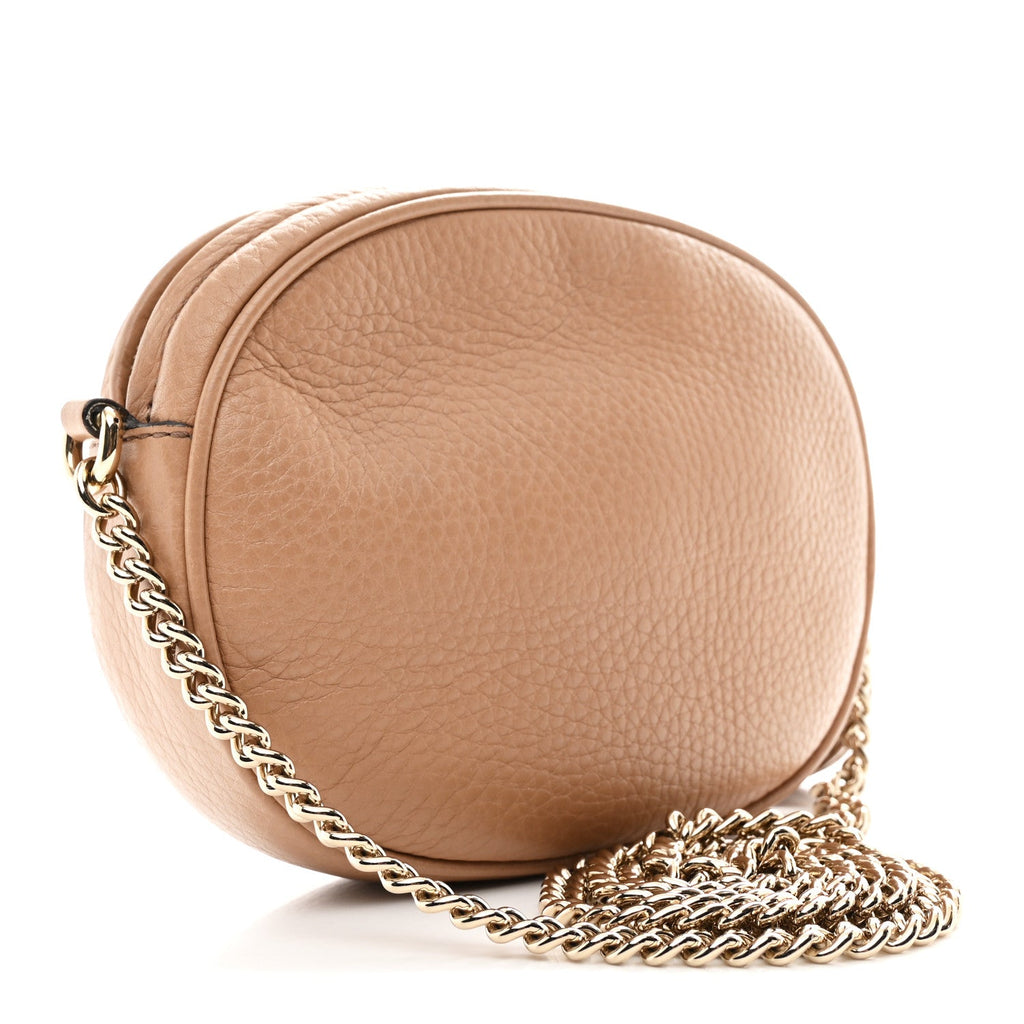 Pebbled Calfskin Mini Soho Chain Bag Camelia