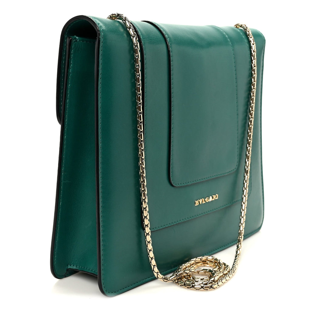 Calfskin Serpenti Forever Snake Strap Crossbody Bag Emerald Green