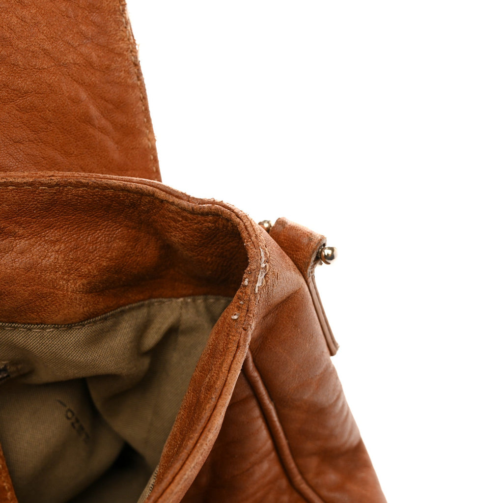 Crinkled Lambskin Mia Shoulder Flap Camel
