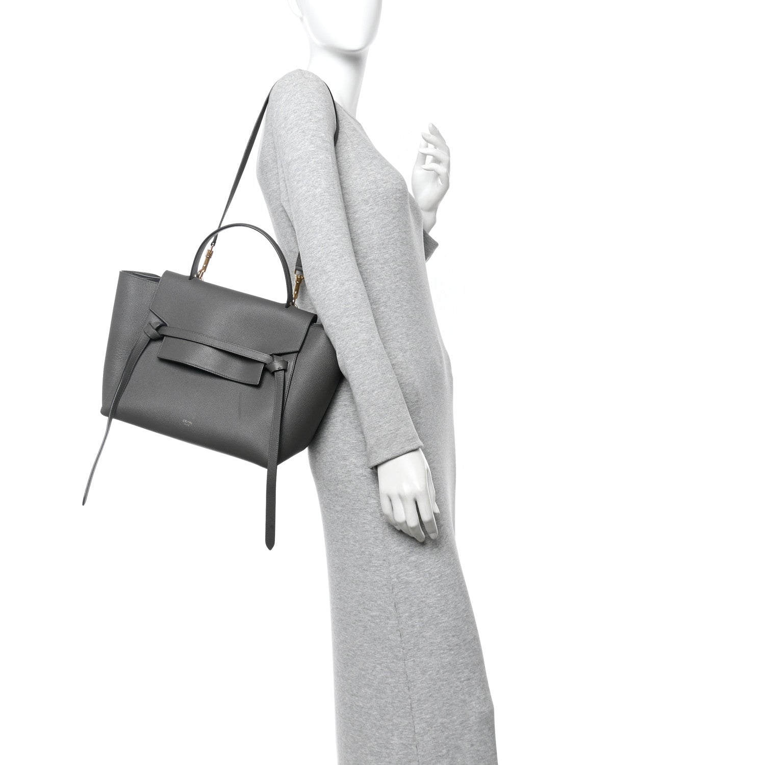 Grained Calfskin Mini Belt Bag Grey