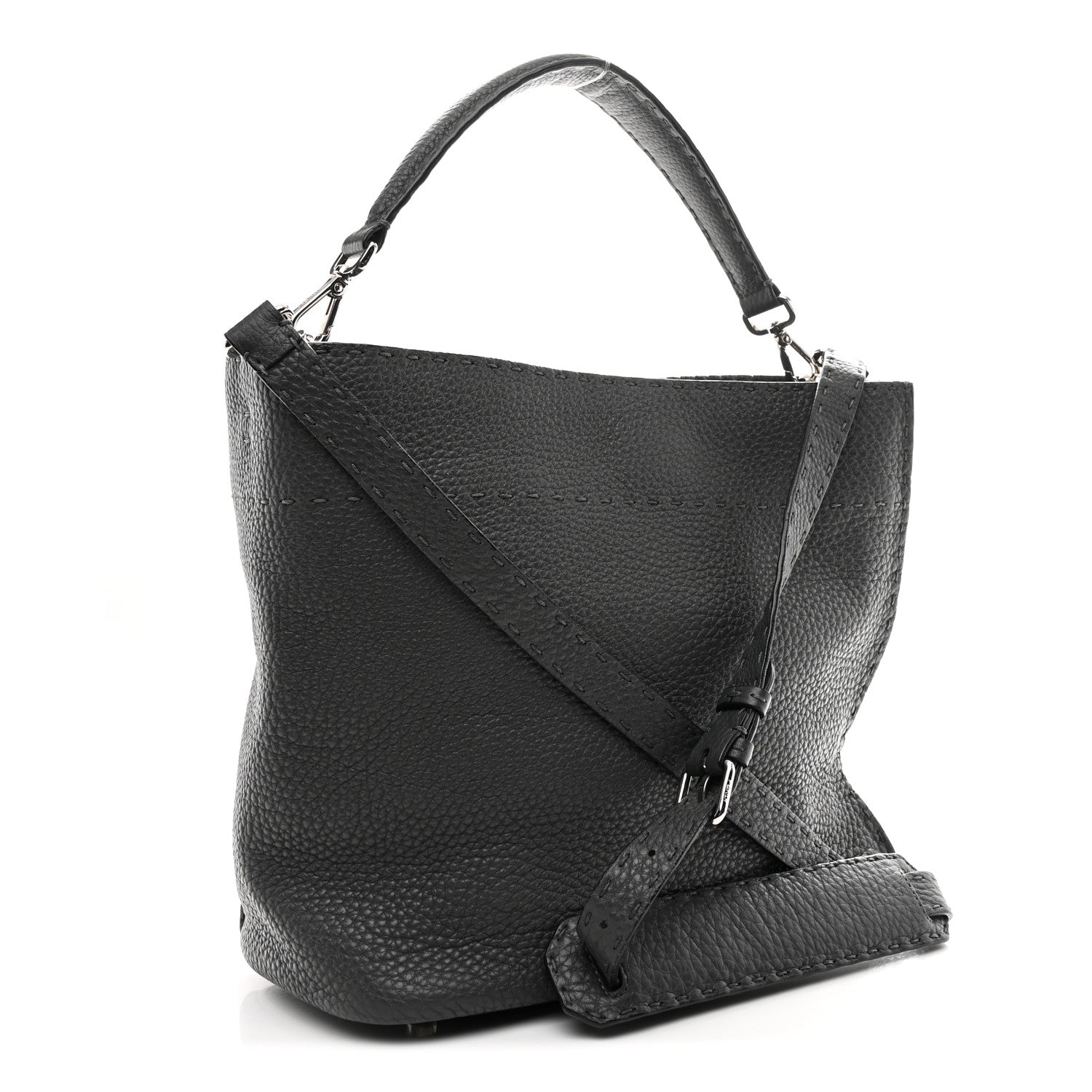Cuoio Romano Selleria Small Anna Bucket Bag Asfalto