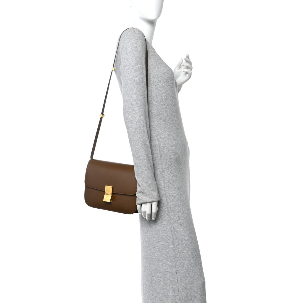 Box Calfskin Medium Classic Box Flap Bag Camel
