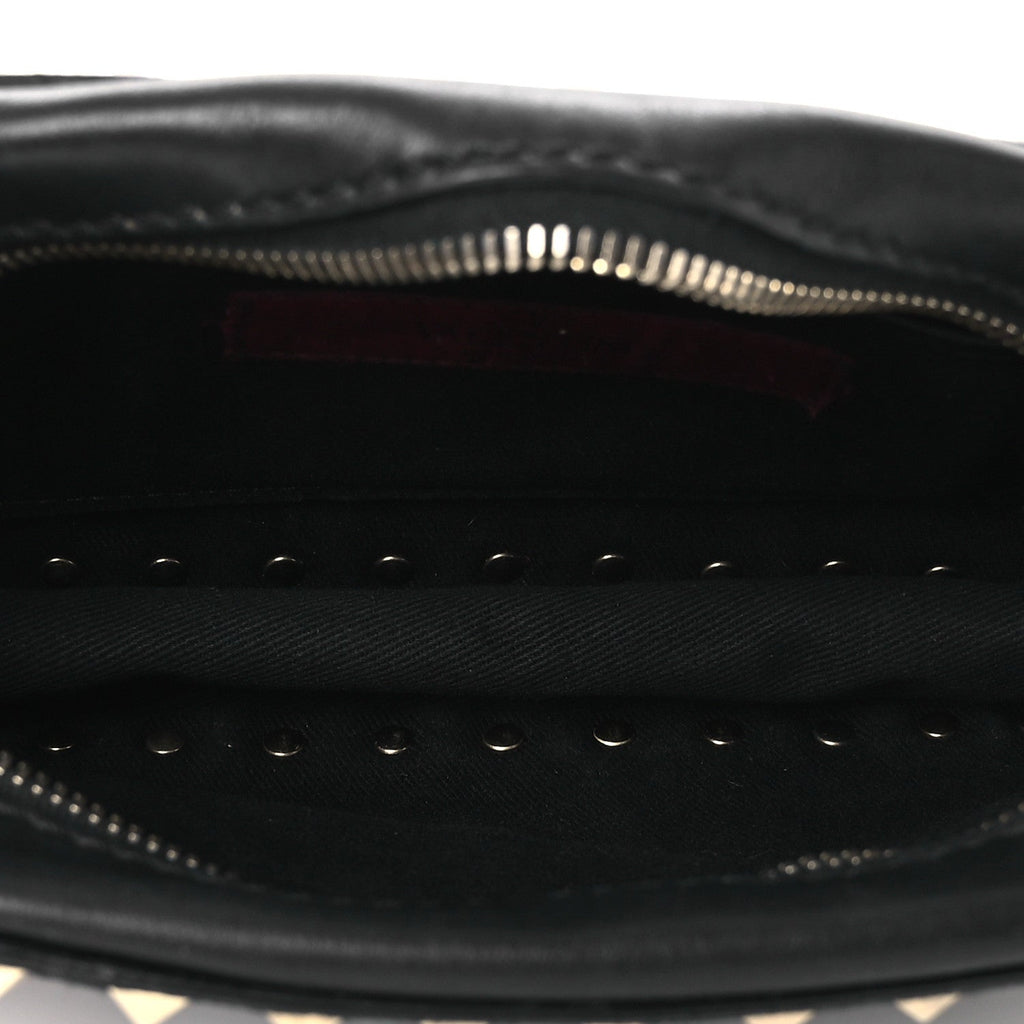 Calfskin Suede Rockstud Camera Crossbody Bag Black