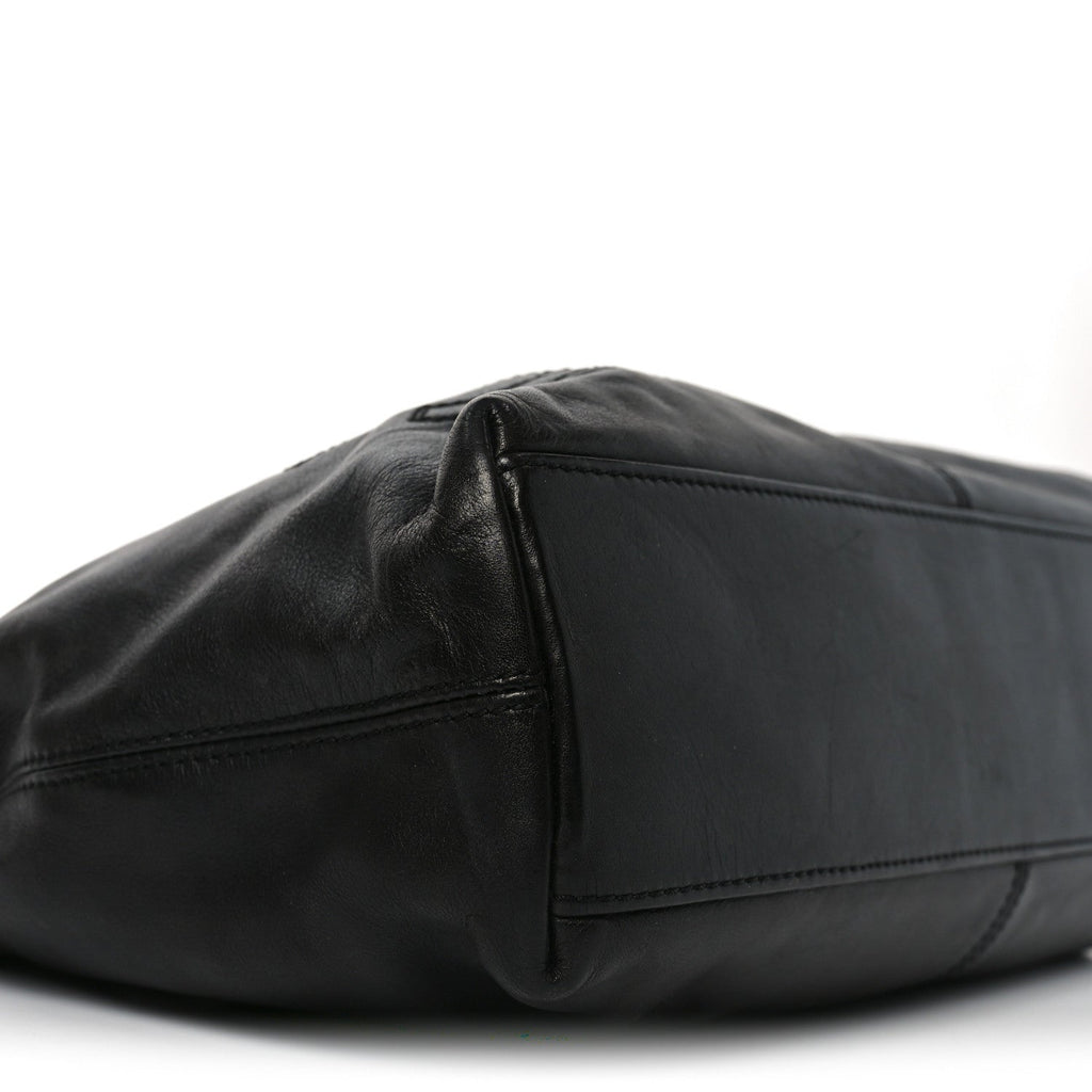 Lambskin CC Stitched Tote Black