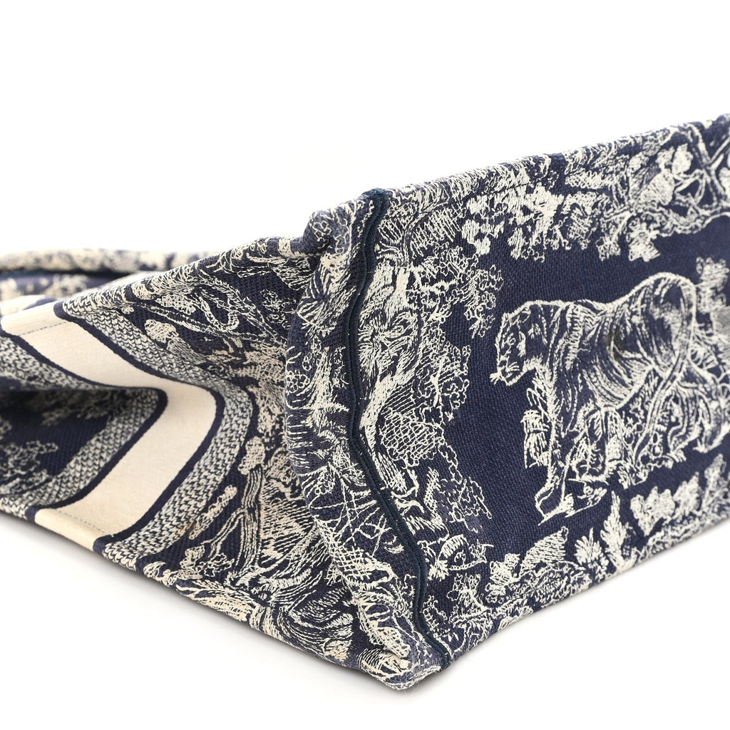 Canvas Embroidered Large Dioriviera Toile De Jouy Reverse Book Tote Blue
