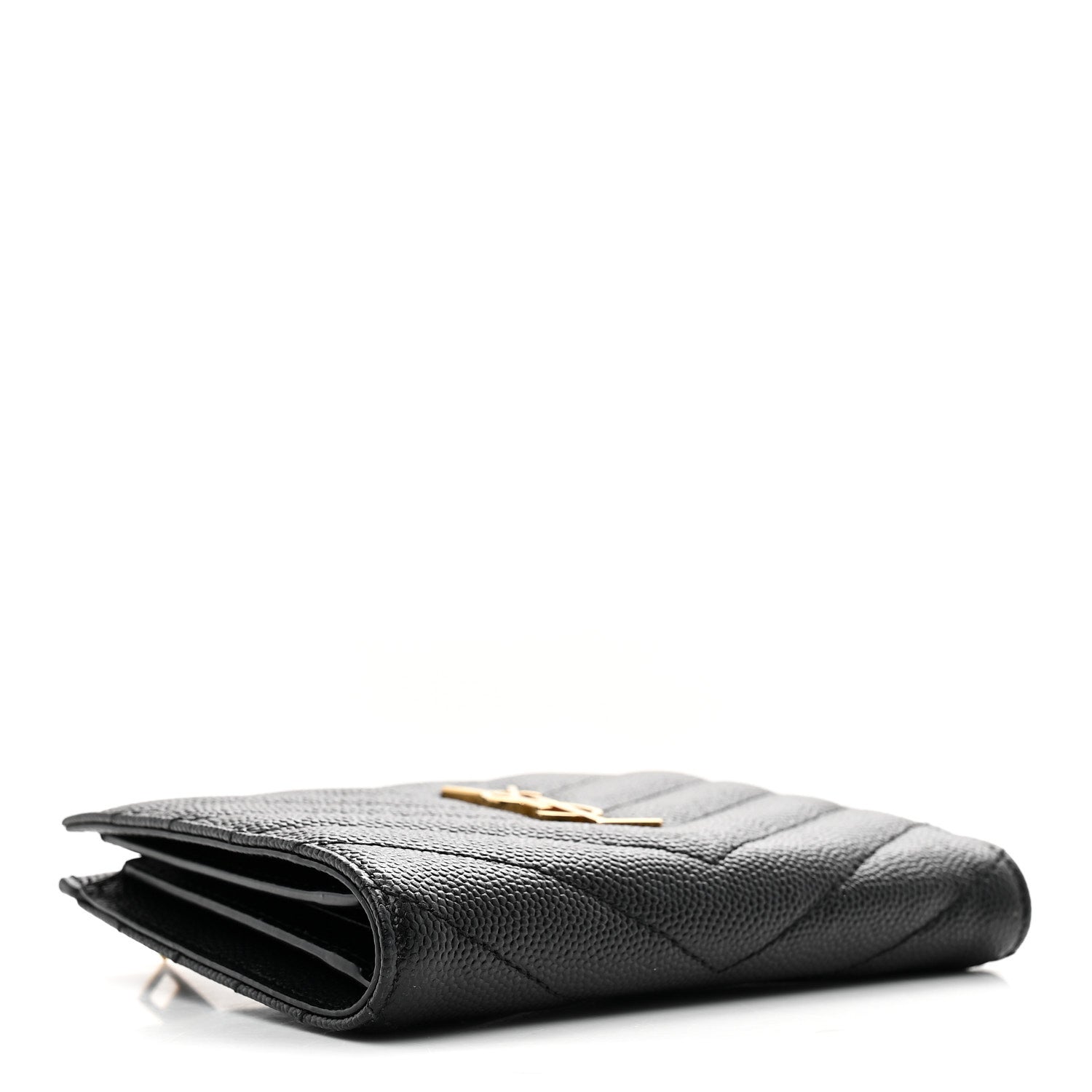 Grain De Poudre Matelasse Chevron Monogram Zipped  Case Black