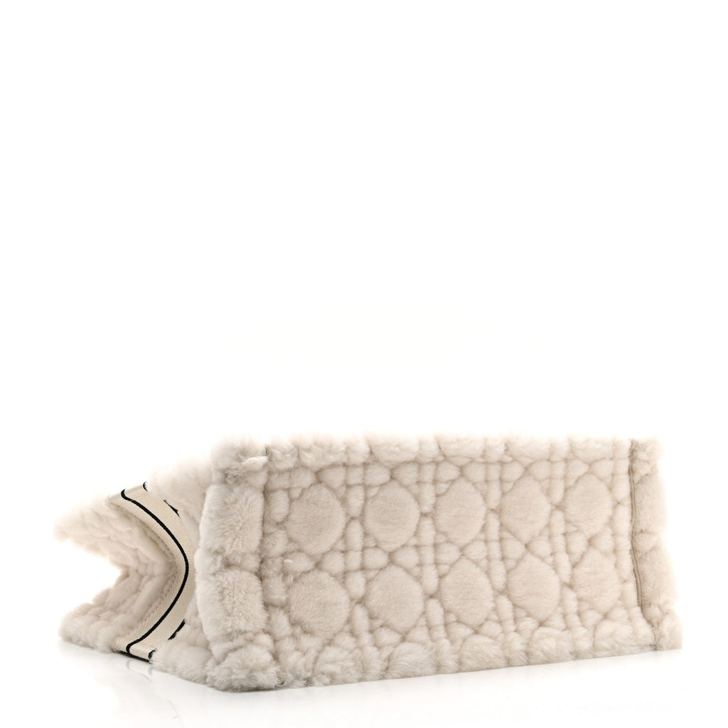 Shearling Cannage Large Book Tote Ecru Blue